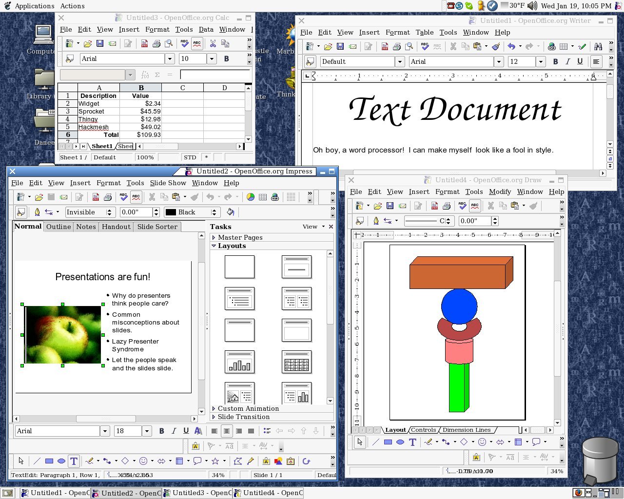 openoffice linux fonts on windows